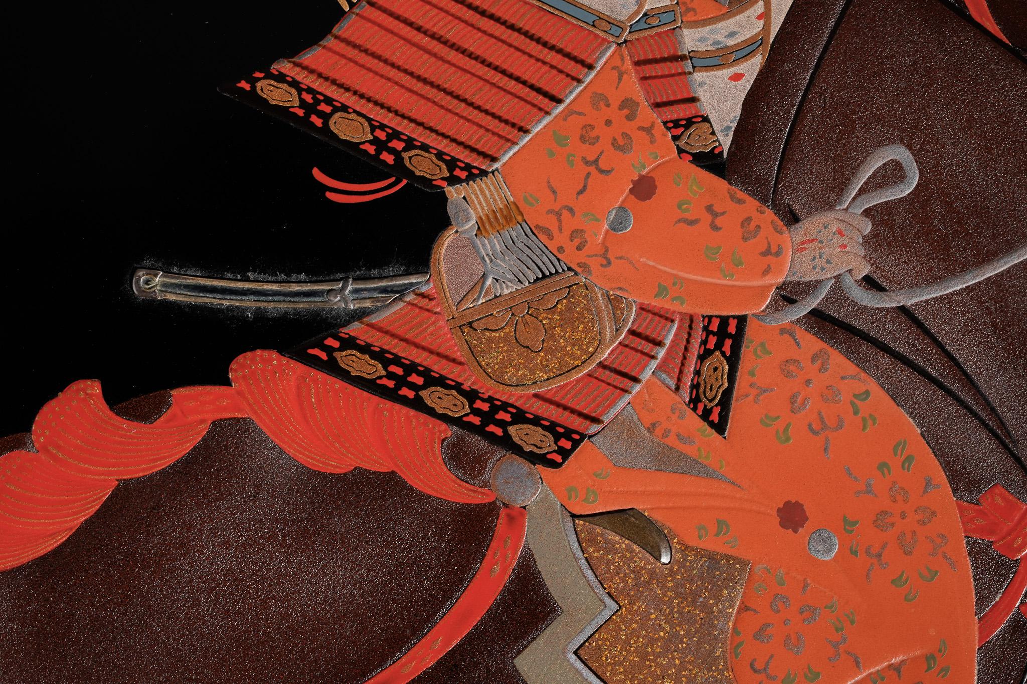 Edo-Goldlack-Schreibkasten mit Samurai-Krieger, Makie Suzuribako im Angebot 8