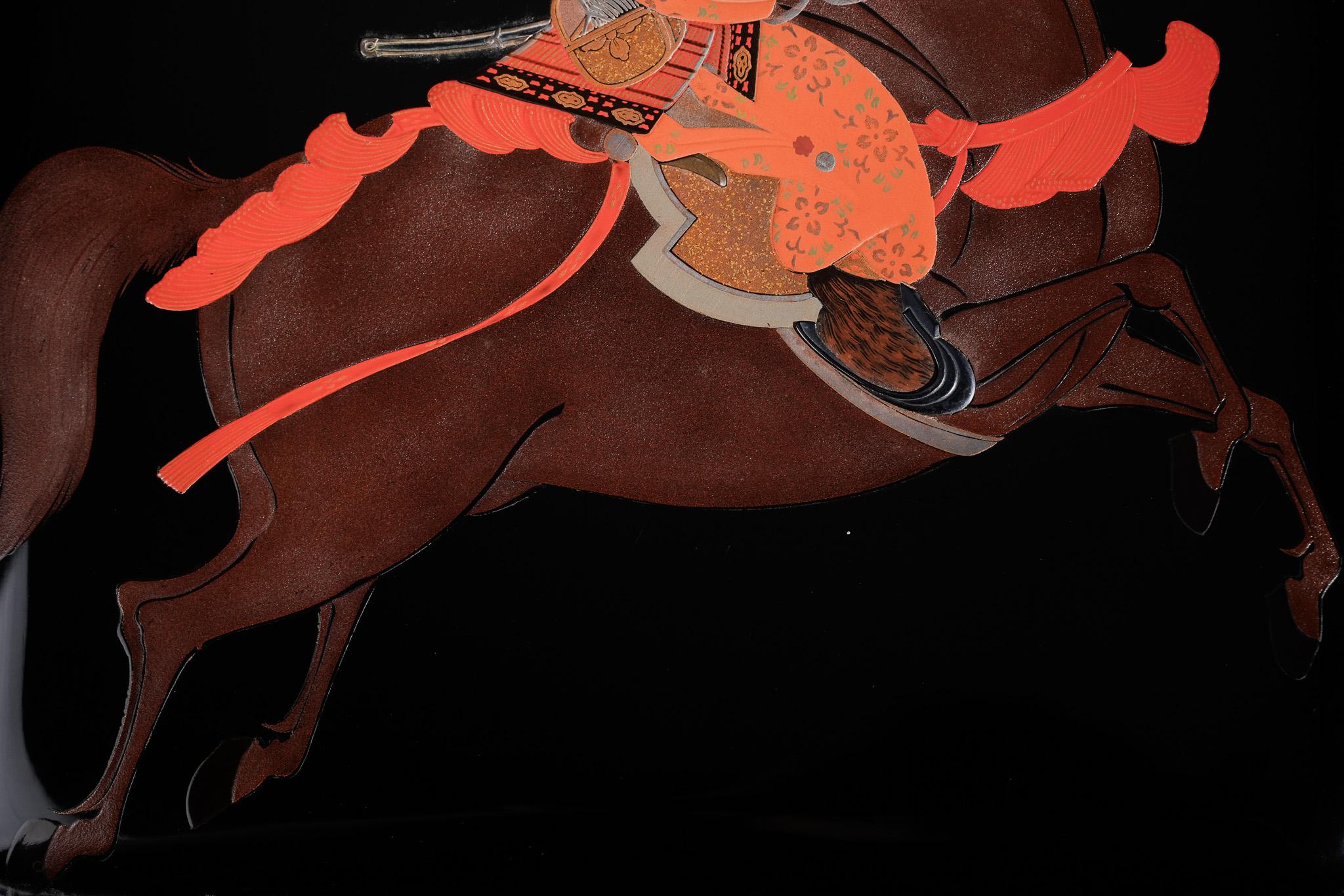 Edo-Goldlack-Schreibkasten mit Samurai-Krieger, Makie Suzuribako im Angebot 9