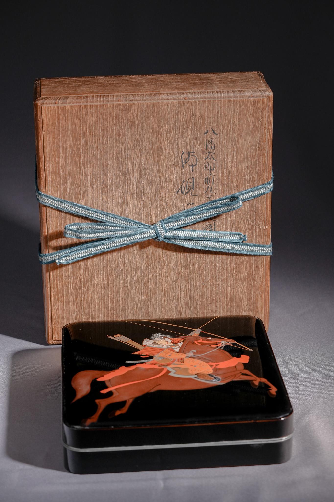 Edo-Goldlack-Schreibkasten mit Samurai-Krieger, Makie Suzuribako im Angebot 10