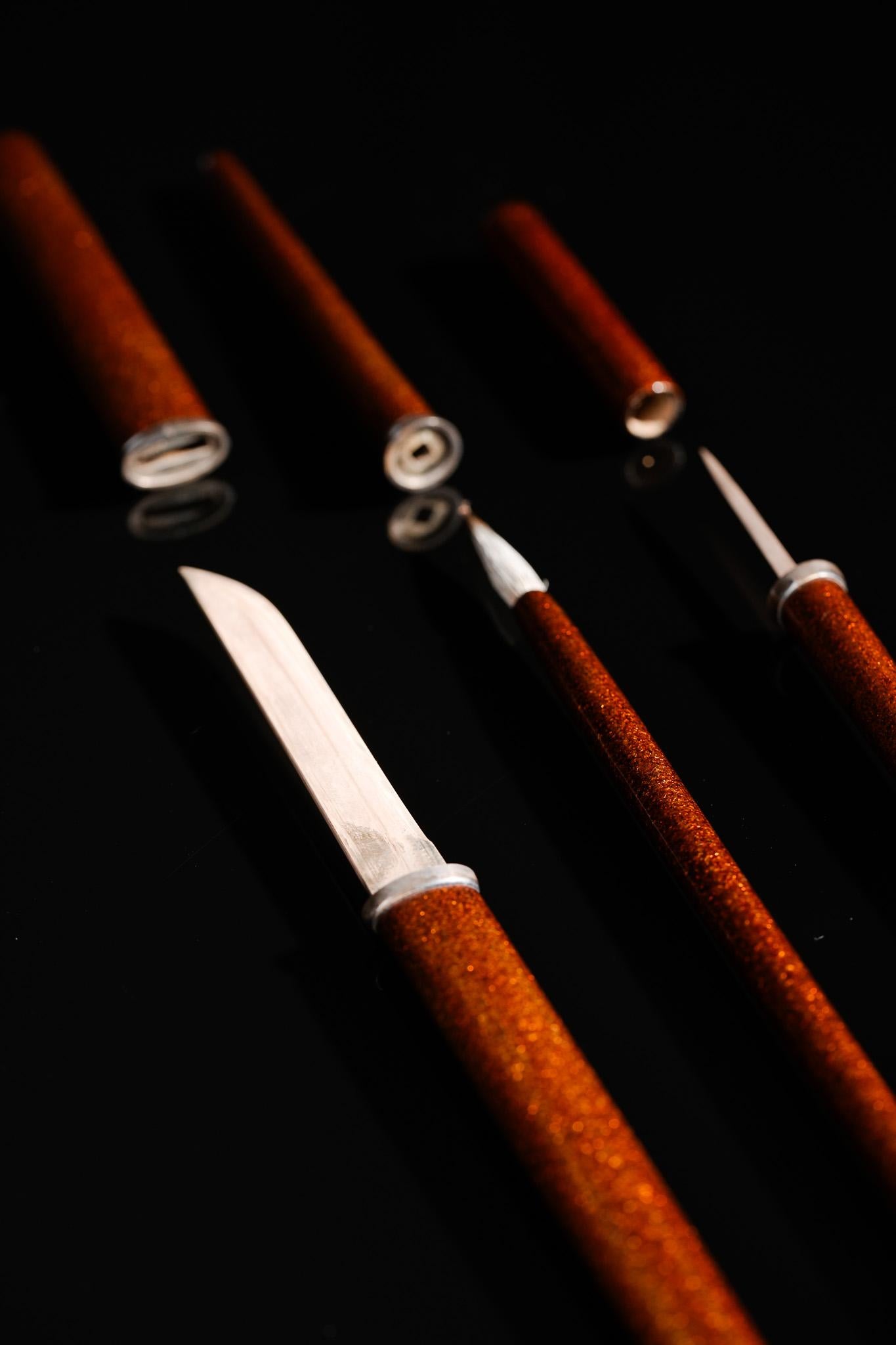 Edo-Goldlack-Schreibkasten mit Samurai-Krieger, Makie Suzuribako im Angebot 3