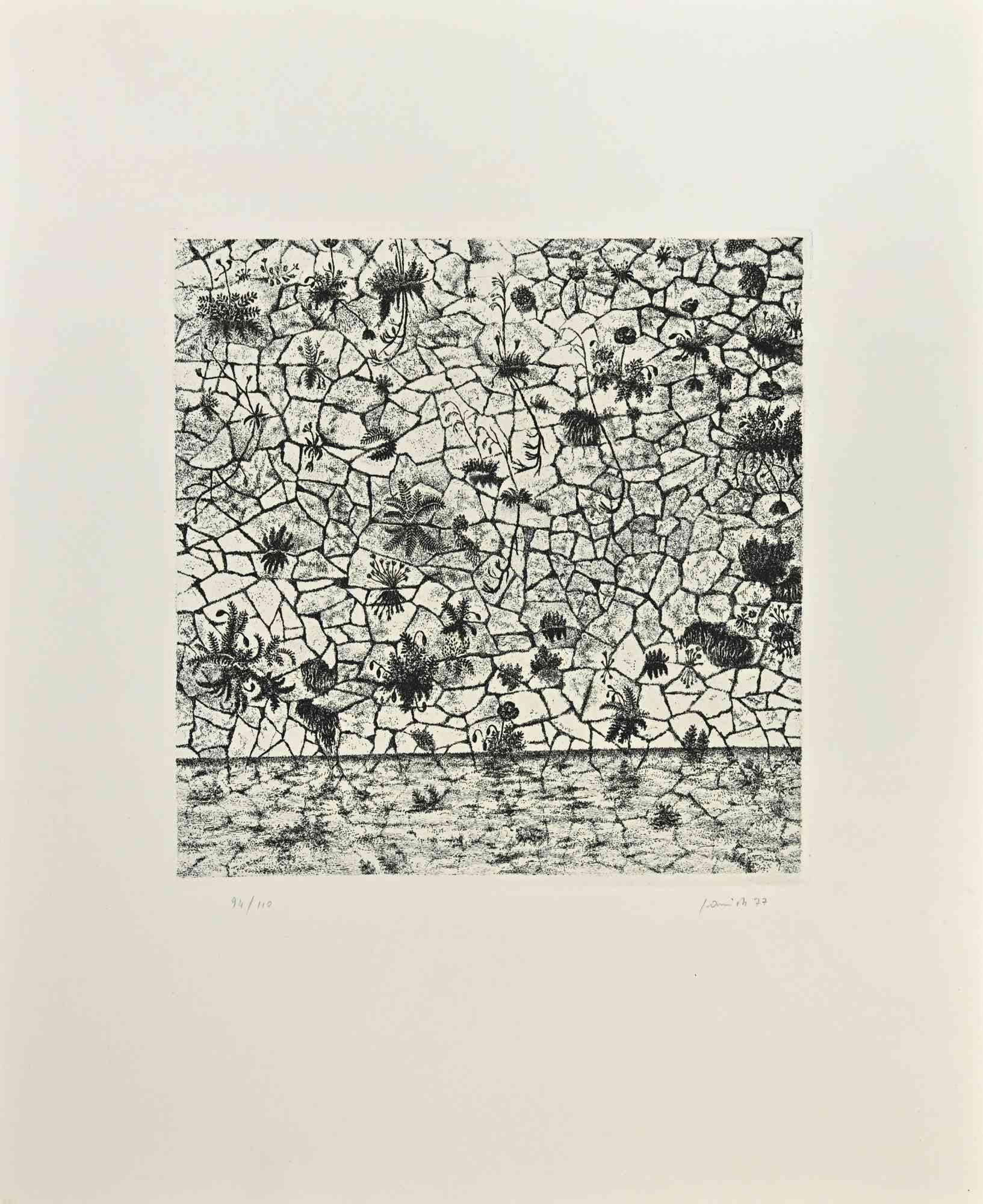 Die Komposition ist eine Radierung, die in den 1970er Jahren entstand und Edo Janich zugeschrieben wird.

Gute Bedingungen.

Auflage von 110 Stück.

Handsigniert.

Das Kunstwerk wird mit weichen Bleistiftstrichen dargestellt.

 