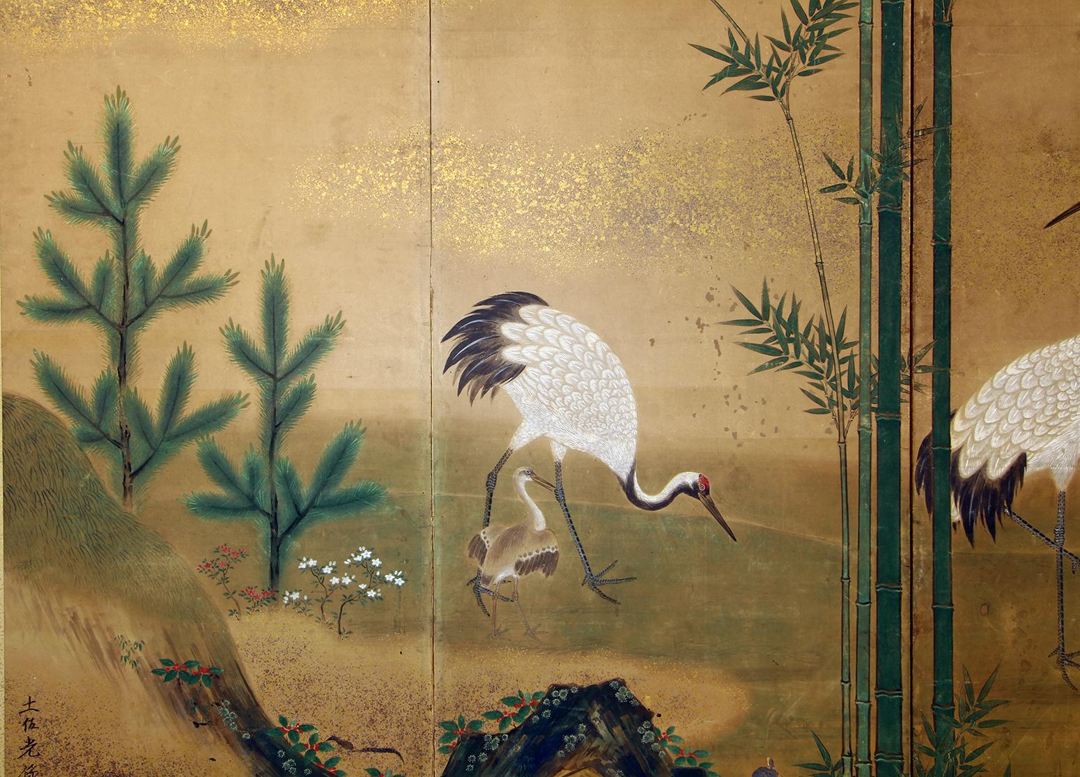 18th Century Edo Japanese Screen - Interior Design - Decorative Landscape  -Japan Antiques.