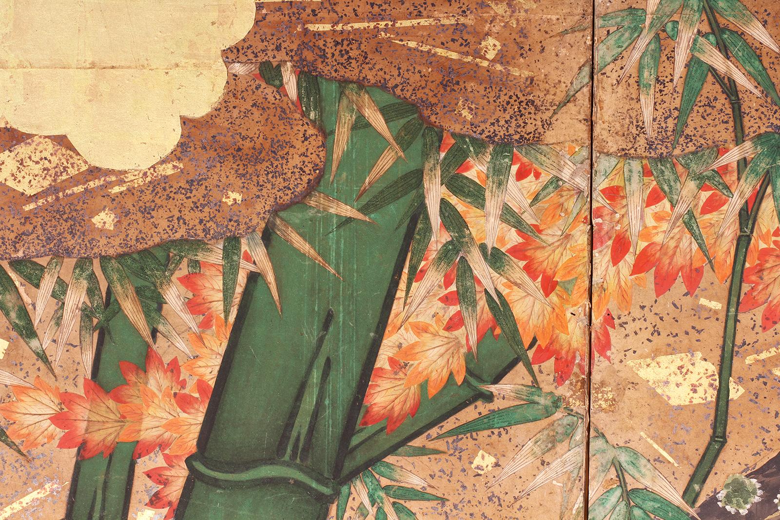 18th Century and Earlier Edo, Japanese Screen Two Panels Rinpa School For Sale