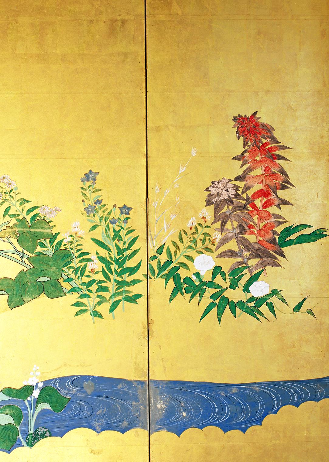 18th Century and Earlier Edo Landscape Japanese Folding Screen For Sale