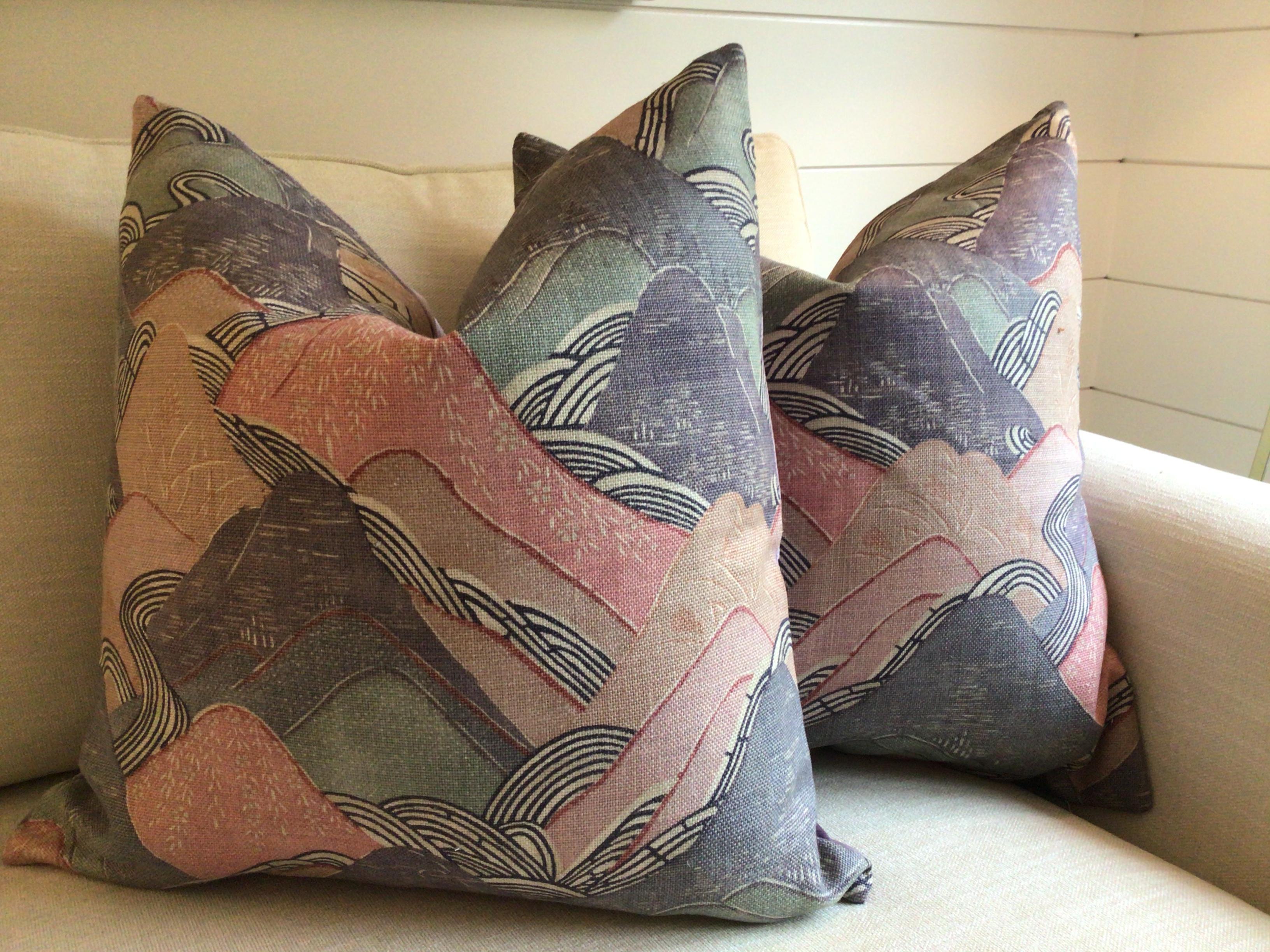 Textile Edo Lee Jofa Opal Down-Filled Pillows- a Pair For Sale
