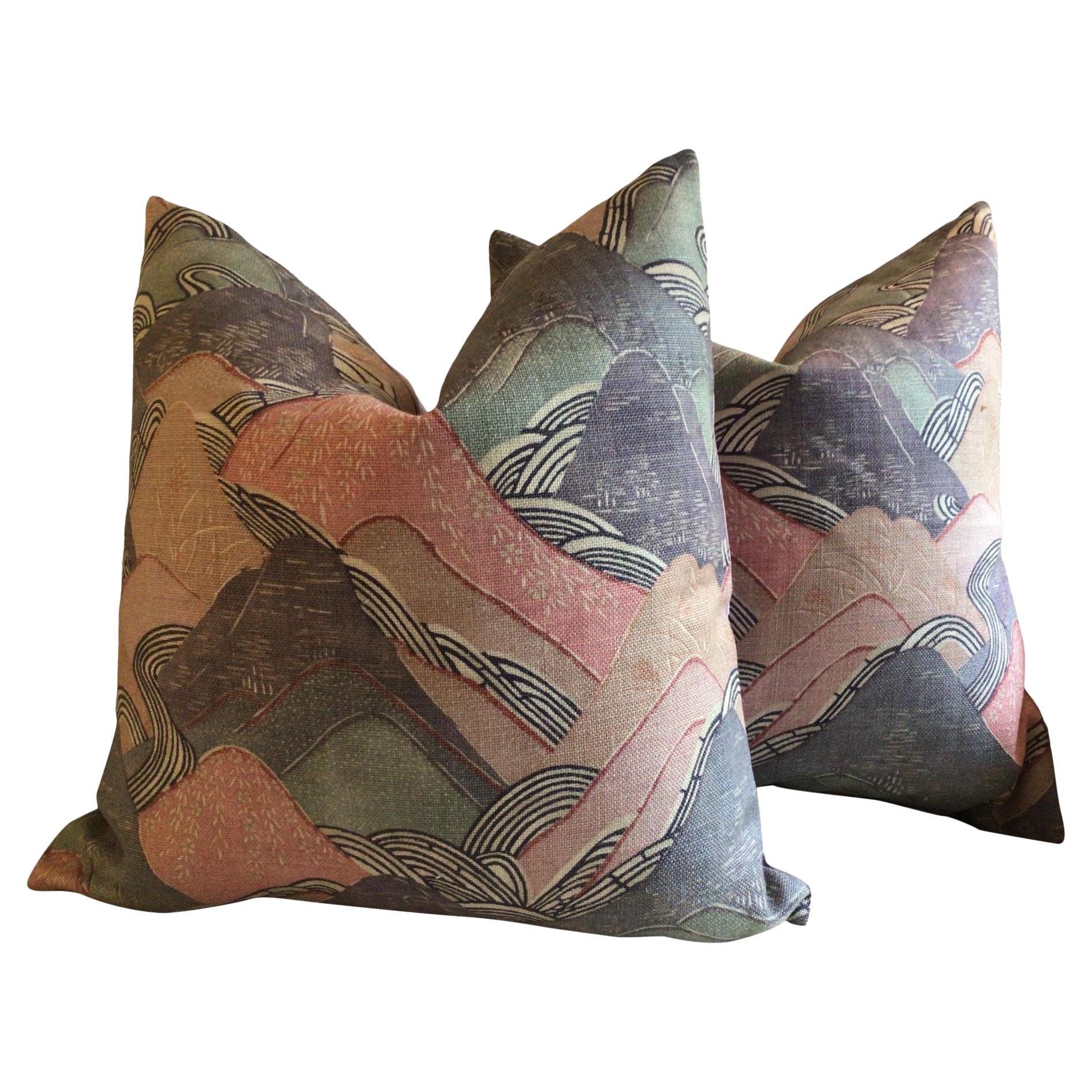 Edo Lee Jofa Opal Down-Filled Pillows- a Pair For Sale