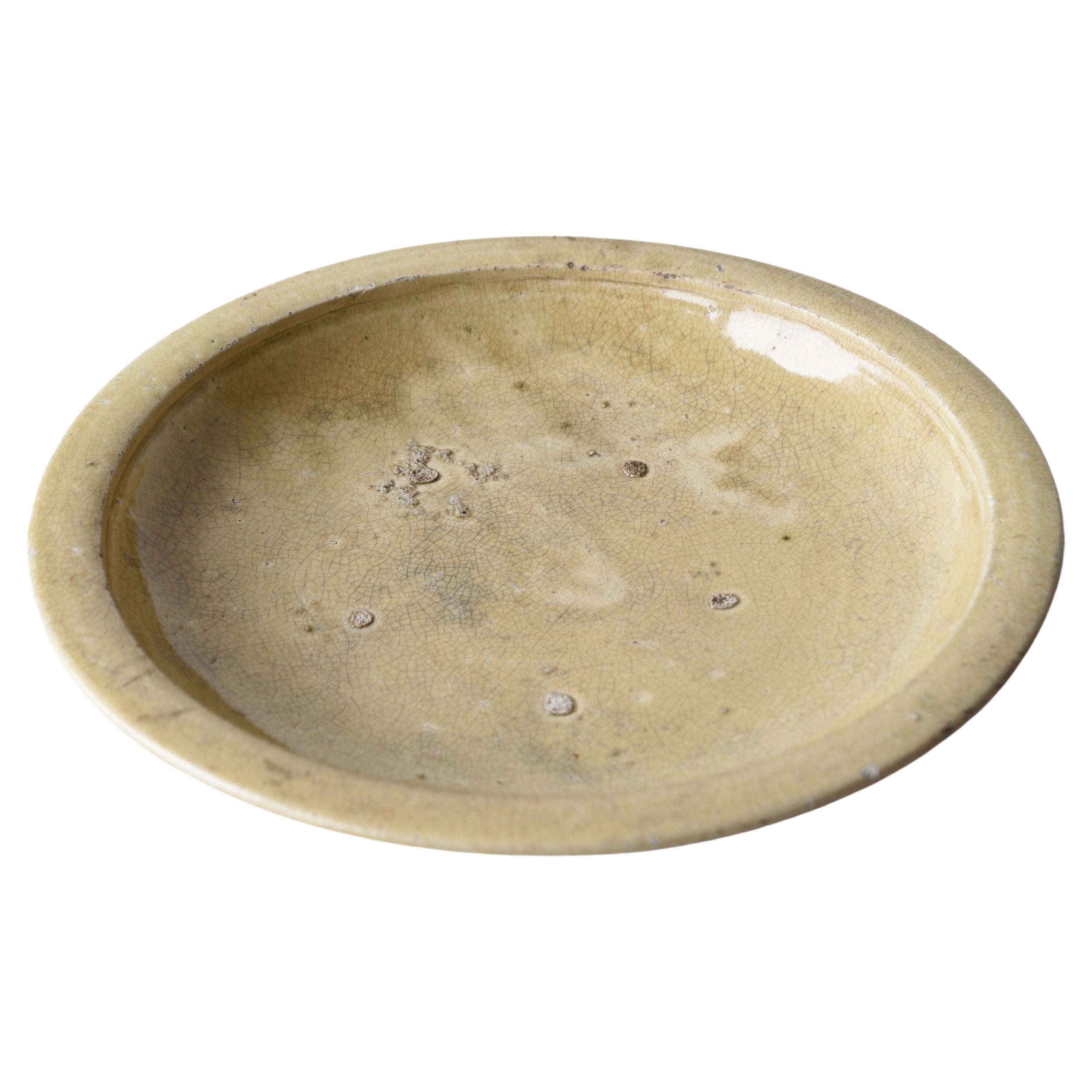 Japanischer Ishizara-Teller aus mingei-Seto-Steinwaren des 19. Jahrhunderts von Edo-Meiji
