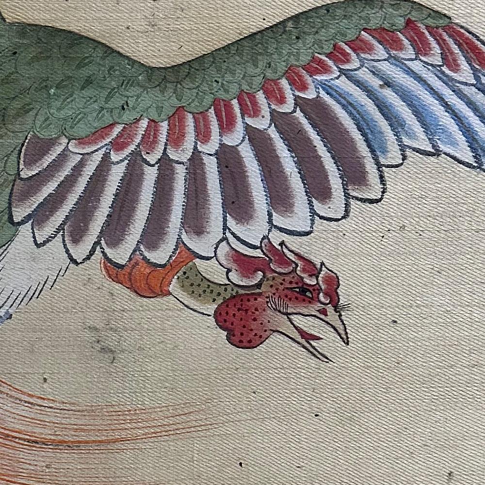 Edo-Meiji Raumteiler mit Phoenix-Vogeln

Zeitraum: Edo-Meiji
Größe: 360 x 152 cm (141,73 x 60 Zoll)
SKU: PD16

Dieser prächtige Seidenschirm aus der Edo-Meiji-Periode zeigt mythische Phönixvögel, ein Motiv, das häufig in buddhistischen Tempeln und