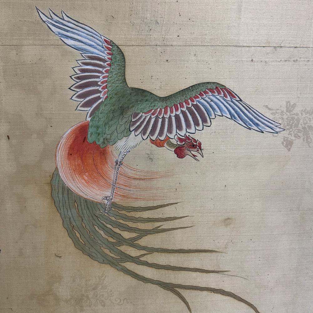 Japanese Edo-Meiji Phoenix Birds Screen For Sale