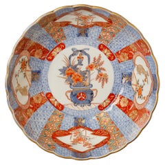 Edo P. Imari Hand Painted Ribbed Porcelain Bowl