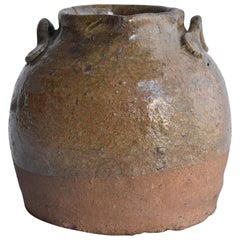 Edo Period '1600-1800' Japanese Old Small Jar "Ohaguro Tsubo" / Echizen Ware