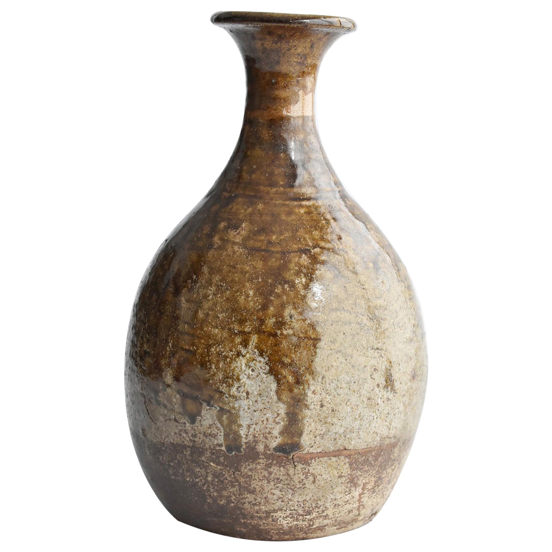 Edo Period '1600s' Japanese Sake Bottle "Karatsu Ware" / Antique Kintsugi Vase