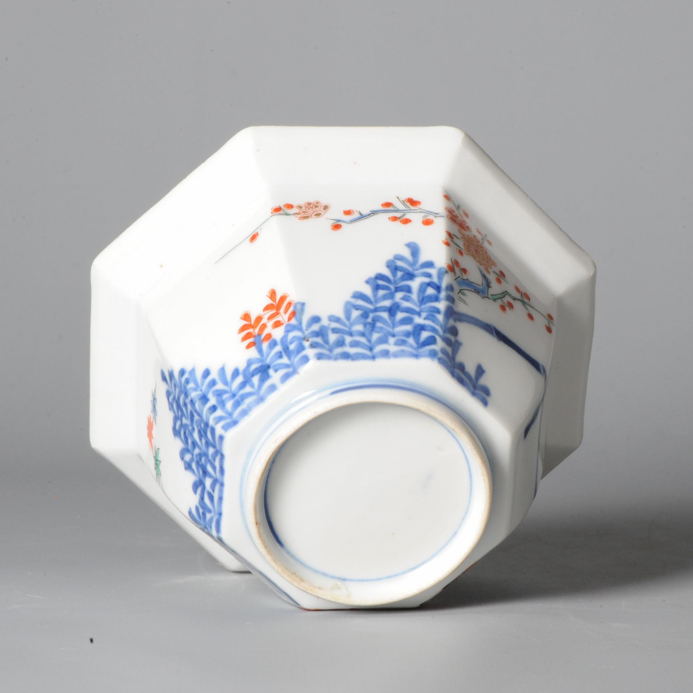 Edo Period 17c Japanese Porcelain Bowl Kakiemon Leafs Flowers Bamboo For Sale 5