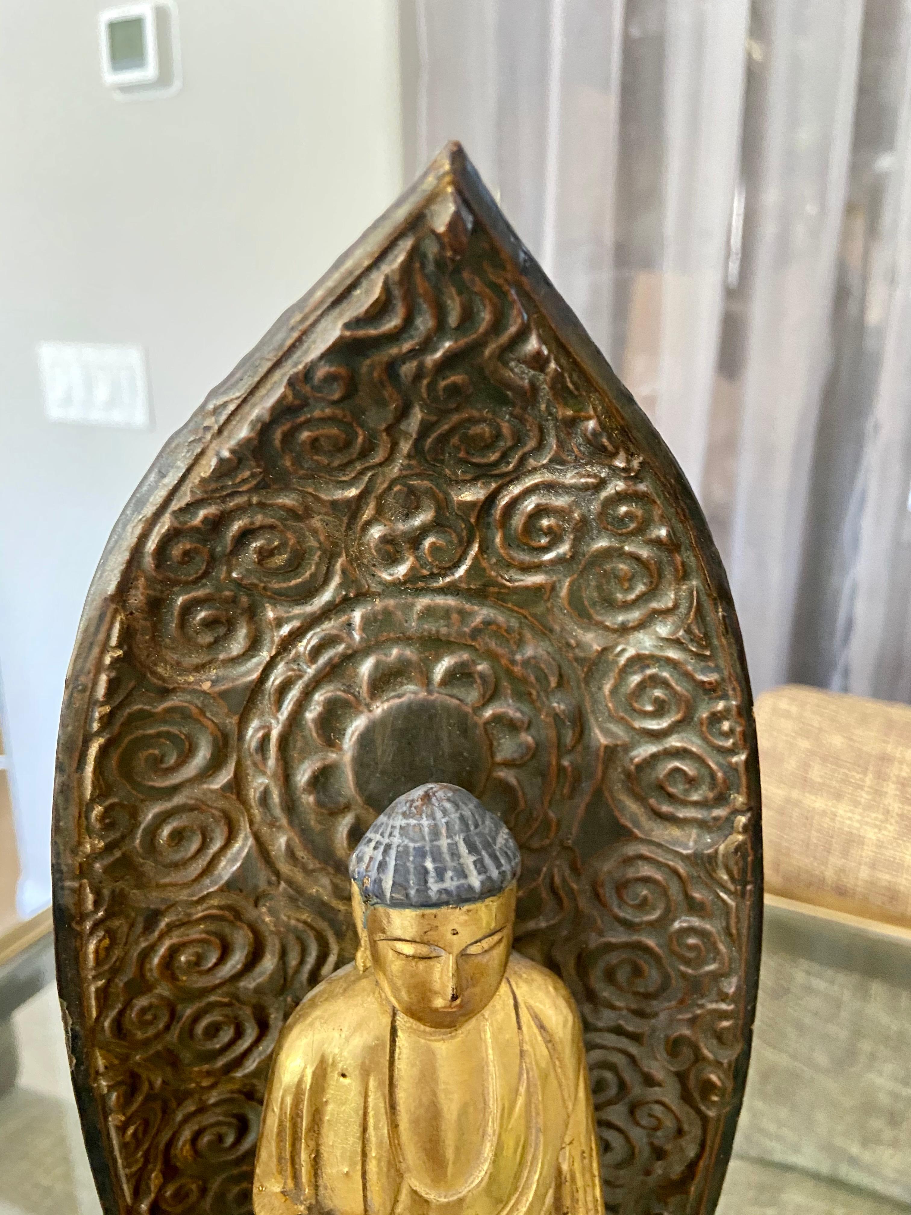 Japanischer Amida-Buddha aus vergoldetem Holz aus der Edo-Periode des 19. Jahrhunderts im Angebot 5