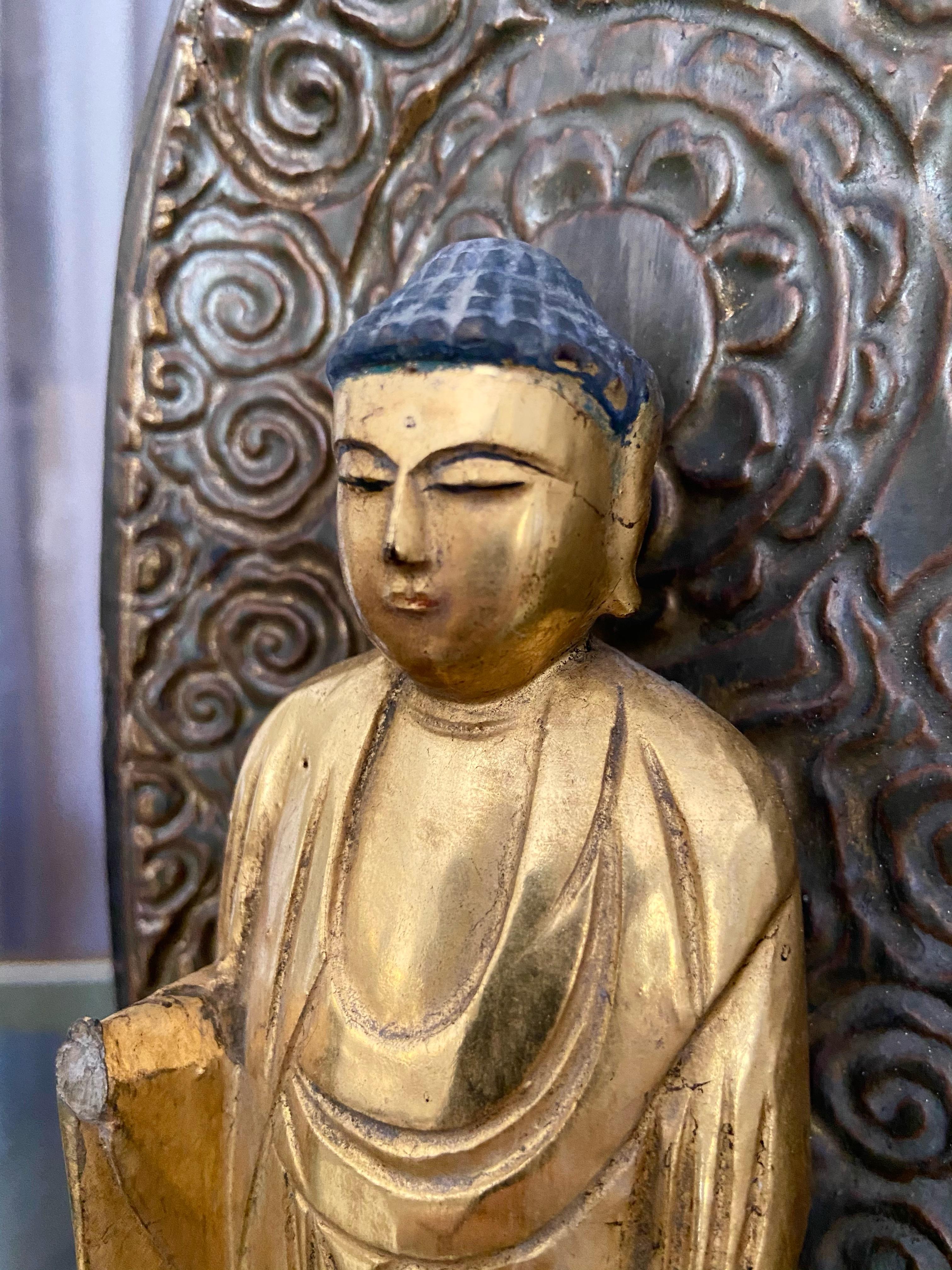 Japanischer Amida-Buddha aus vergoldetem Holz aus der Edo-Periode des 19. Jahrhunderts im Angebot 2