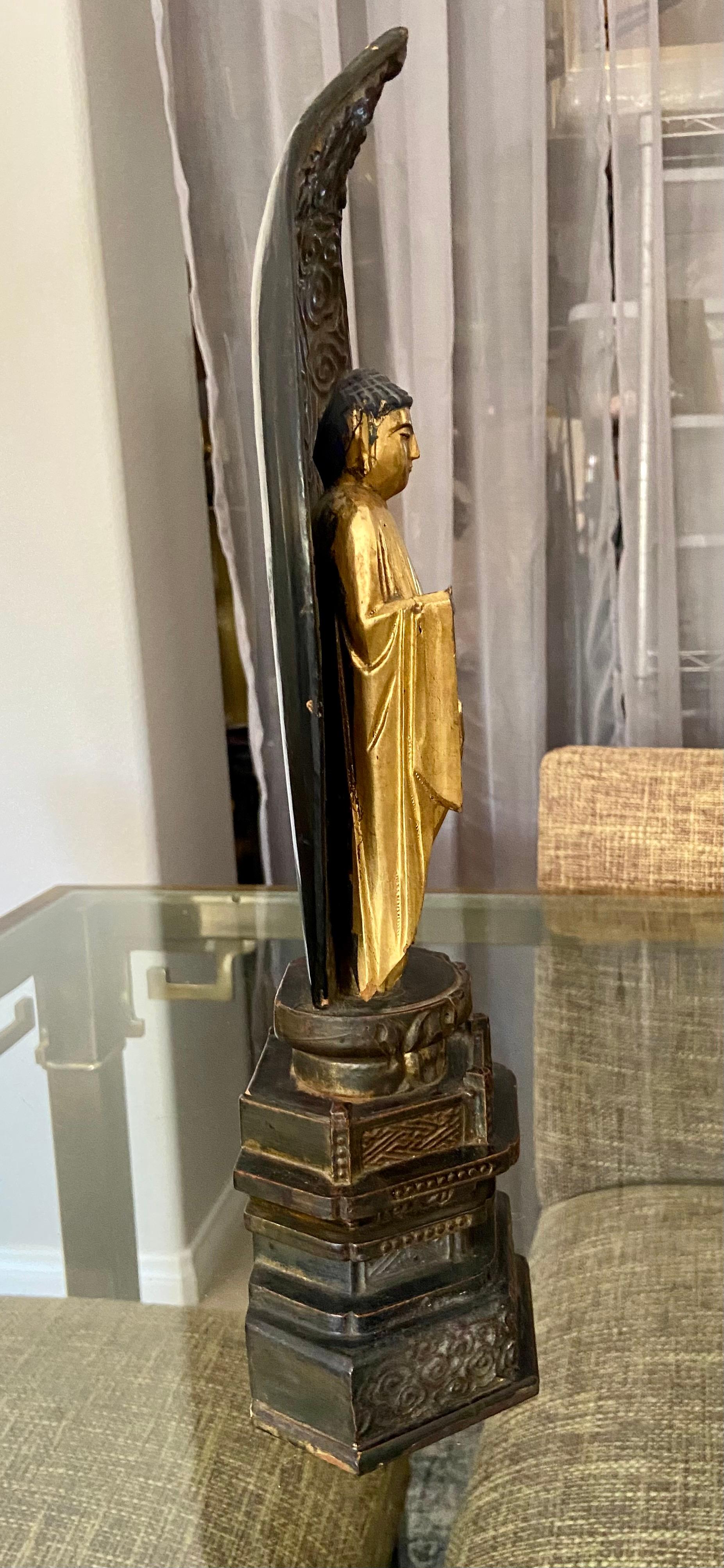 Edo Period 19th Century Japanese Gilt Wood Standing Amida Buddha 1