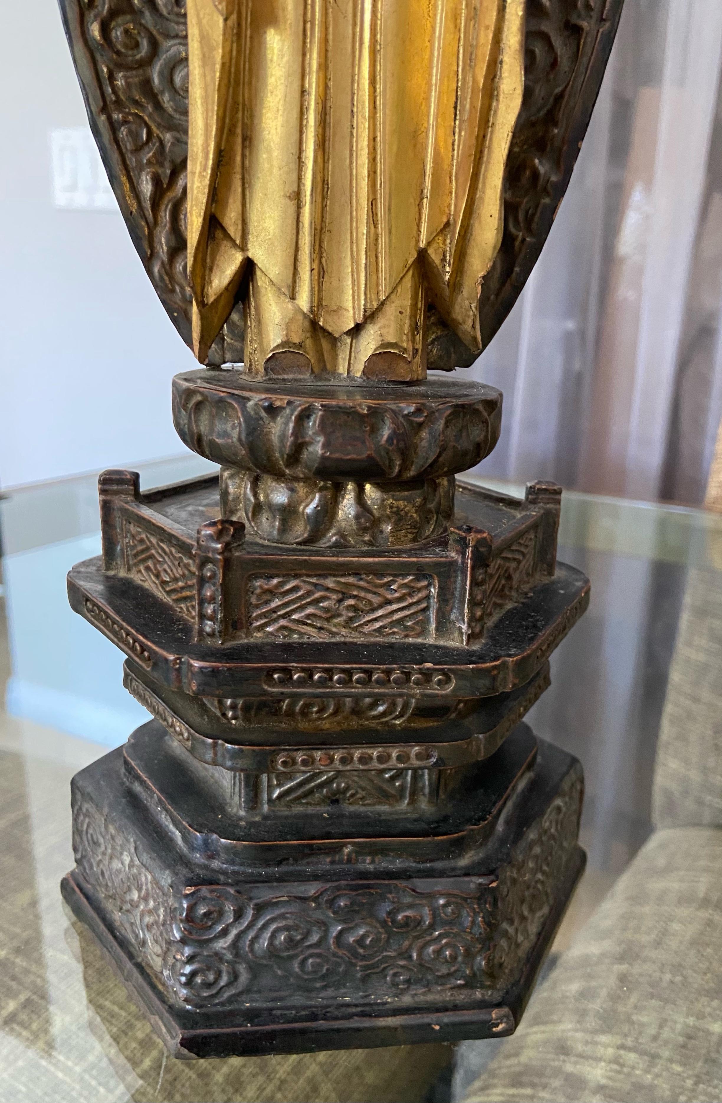 Edo Period 19th Century Japanese Gilt Wood Standing Amida Buddha 2