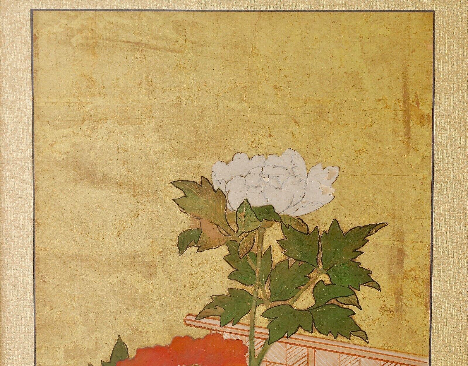 Edo Period (19th) Japanese antique painting of flowers In Good Condition For Sale In Fukuoka, JP