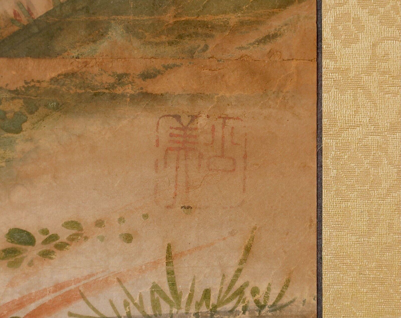 Silk Edo Period (19th) Japanese antique painting of flowers For Sale