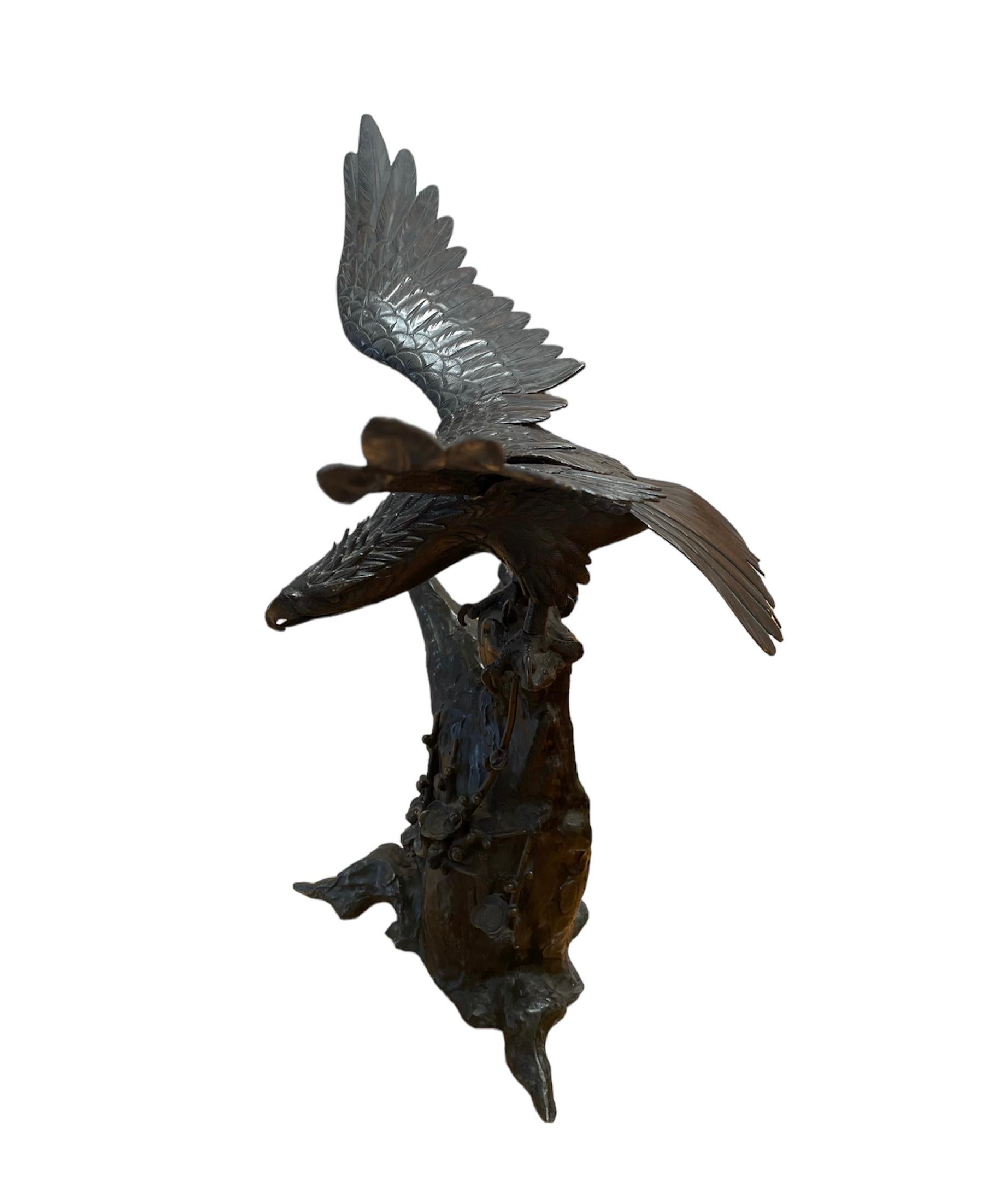 Japanese Edo Period Bronze Eagle  For Sale