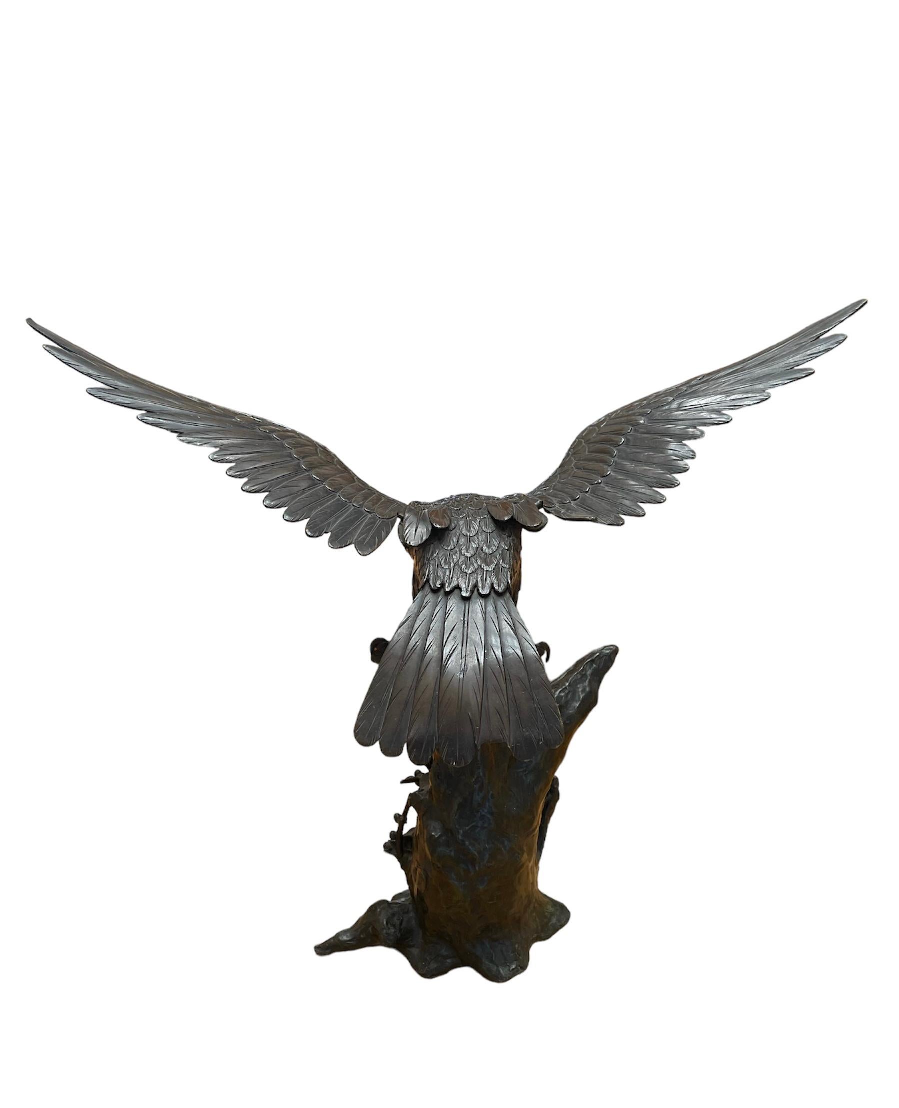 Bronzed Edo Period Bronze Eagle  For Sale