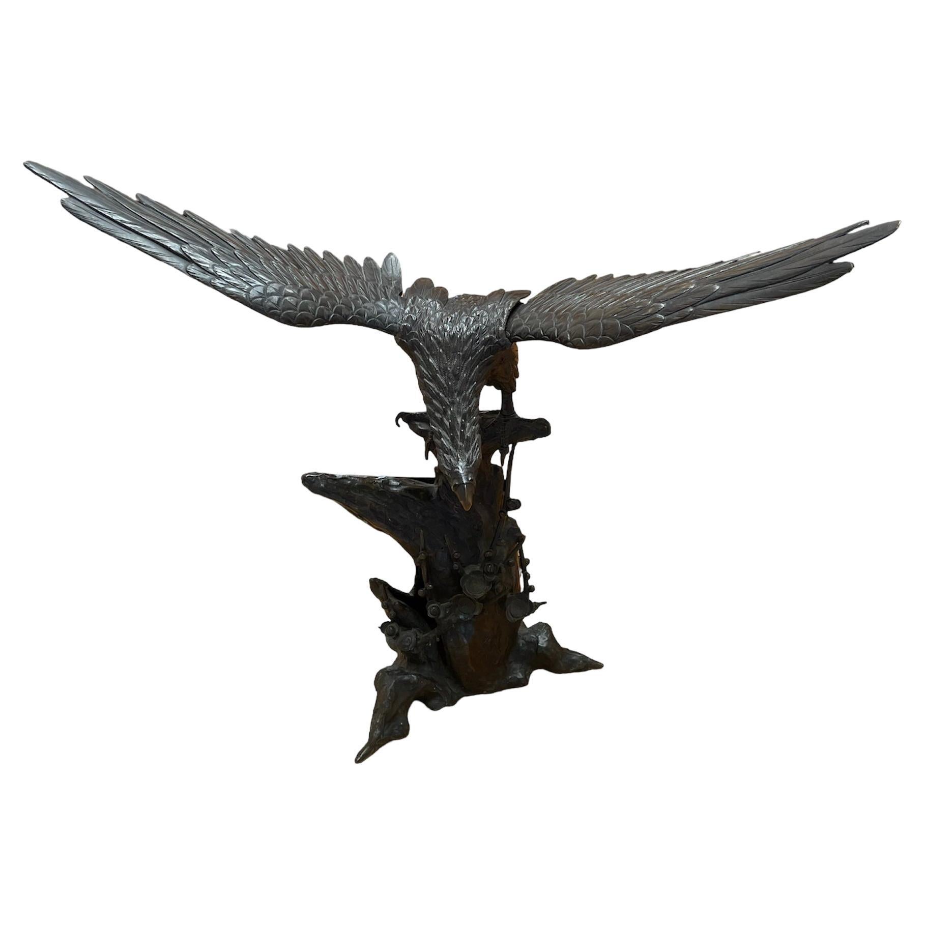 Edo Period Bronze Eagle  For Sale