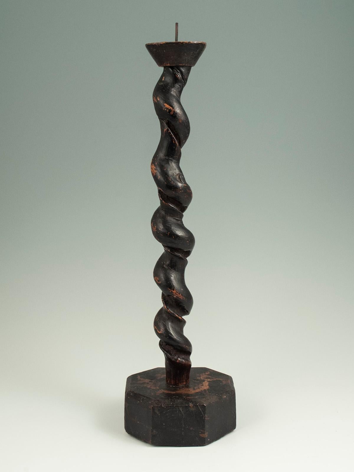 Edo Period Burl Wood Candlestick, Japan In Fair Condition In Point Richmond, CA