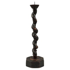 Edo Period Burl Wood Candlestick, Japan