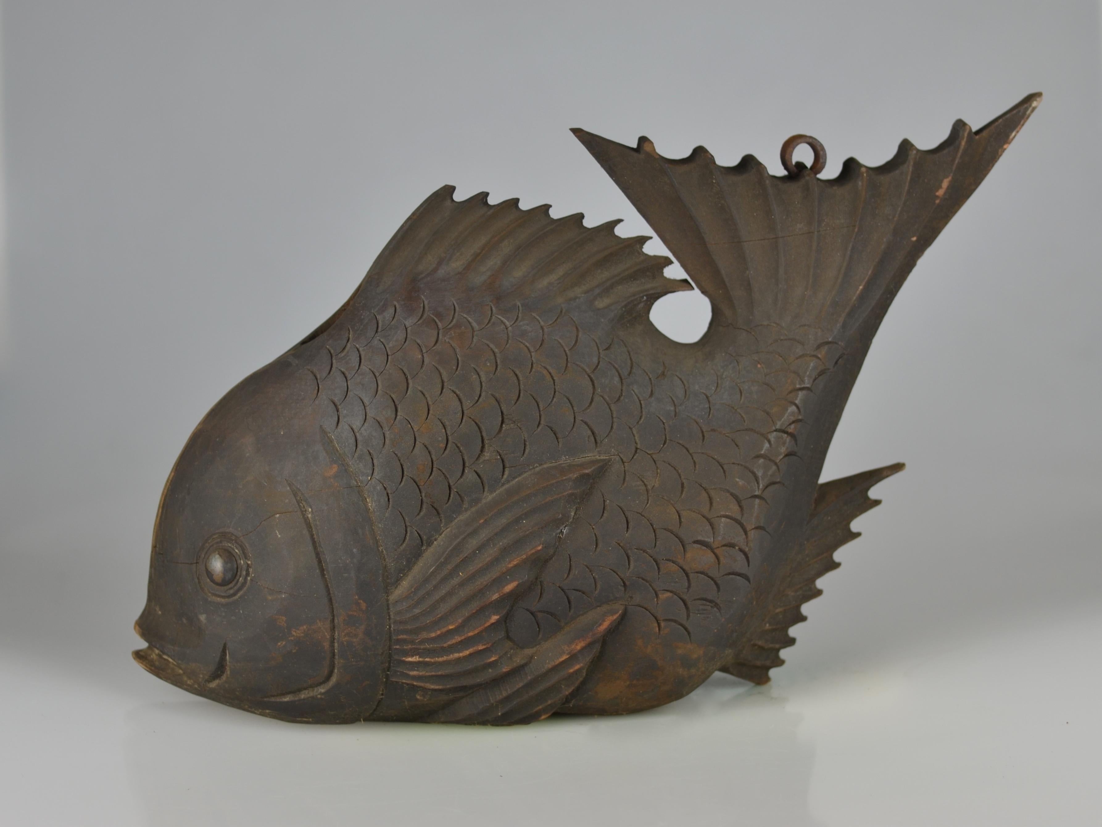 Folk Art Edo Period Counterbalance for a Traditional Kettle Hook in Shape of a Sea Bream For Sale