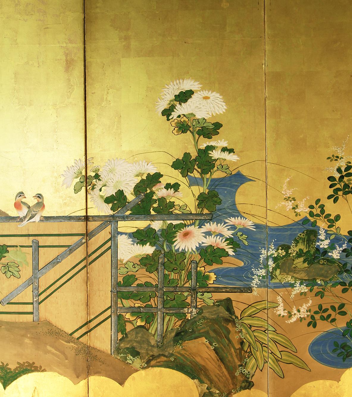 Edo Period, Early 19th Century Japanese Folding Screen by Rinpa School In Good Condition In Brescia, IT