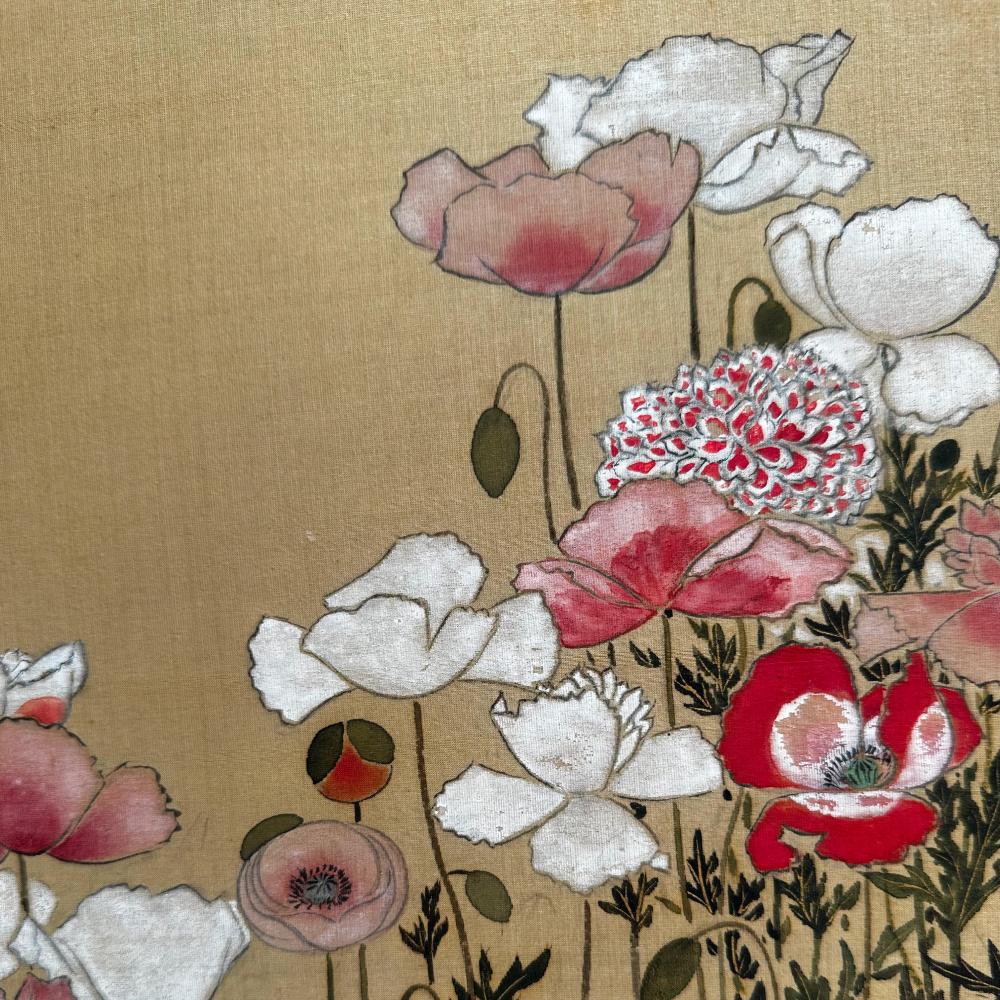 19th Century Edo Period Golden Screen - Summer Florals For Sale
