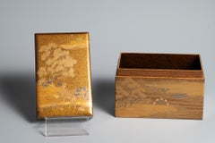 Edo Period Imperial Gold Maki-e Incense Box, Deer & Autumn Leaves