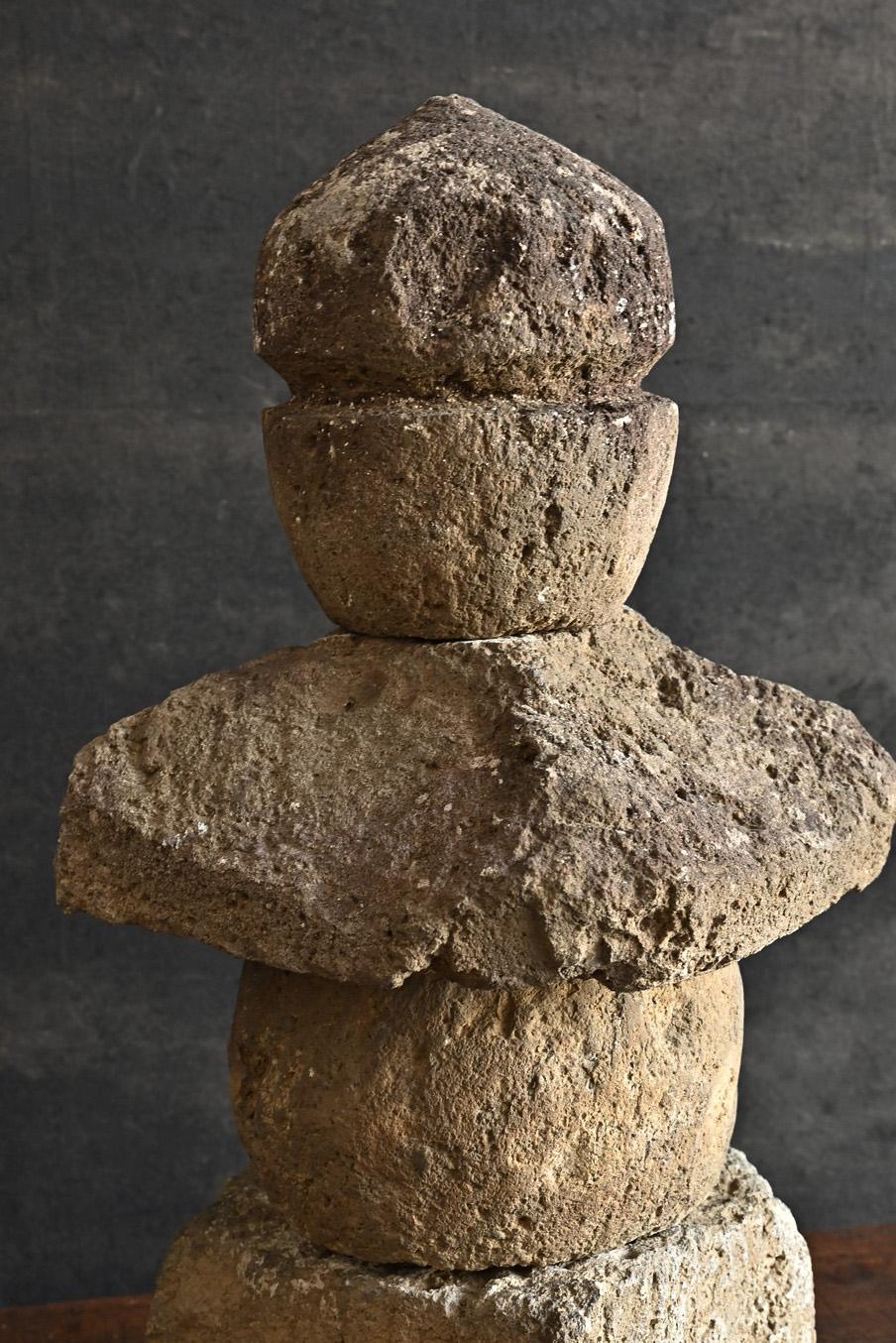 Edo period Japanese antique stone four-tiered tower/1600-1800/Edo/Stone lantern 5