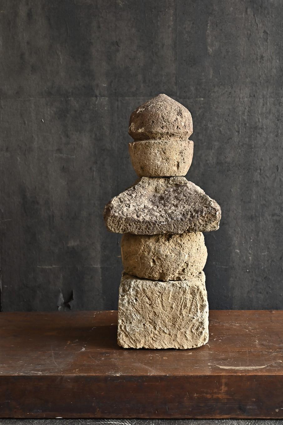 Edo period Japanese antique stone four-tiered tower/1600-1800/Edo/Stone lantern 7