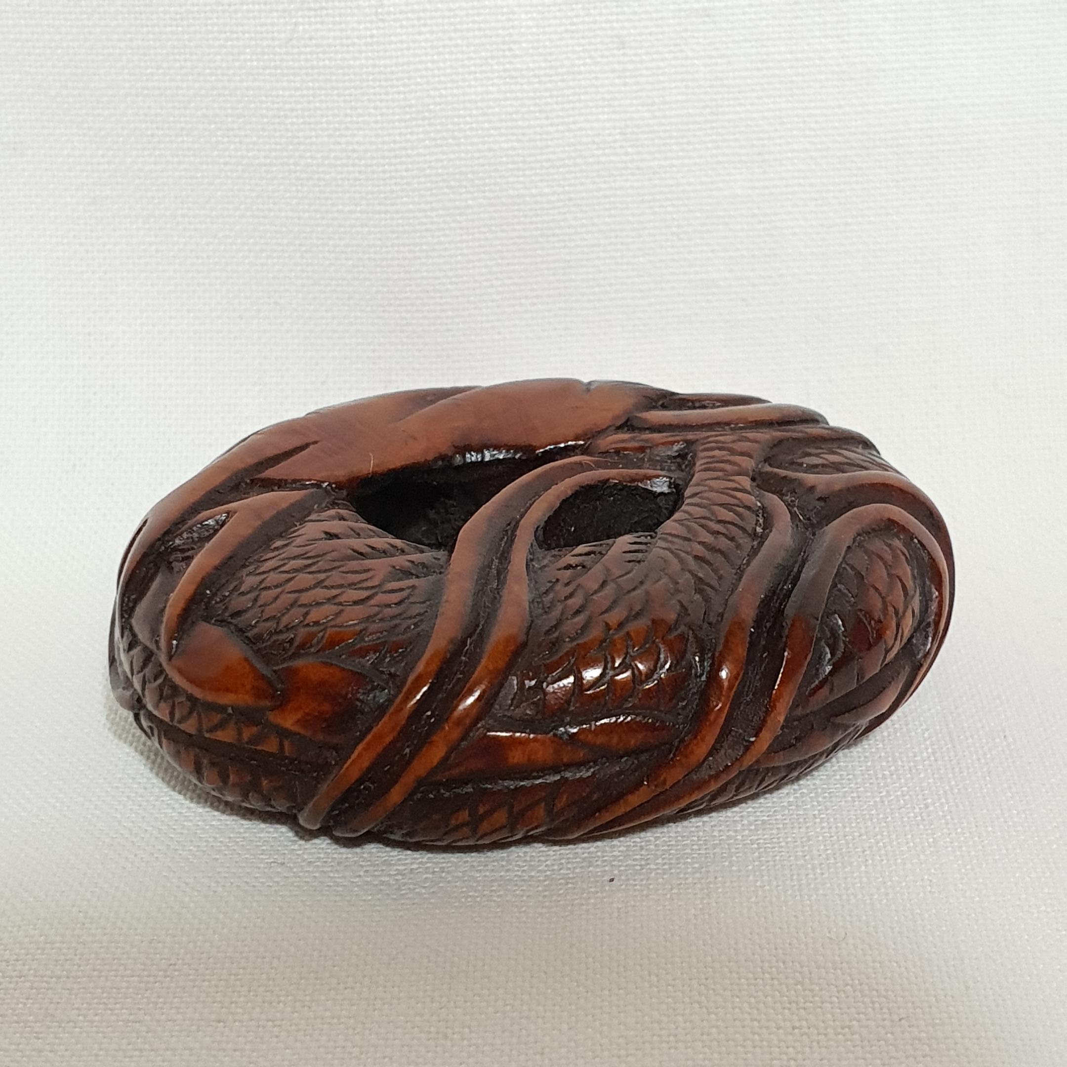 Edo Period Japanese Coiled Dragon Netsuke, 1820s 1