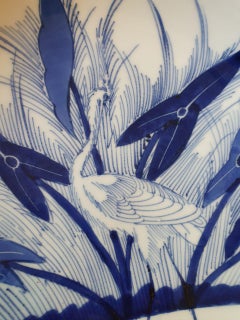 Edo Period Japanese Porcelain Ko Imari Charger Crane Flowers Spur Marks