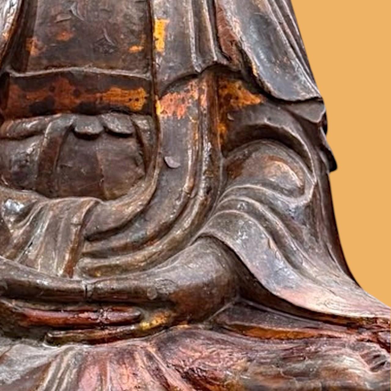 Edo Period Japanese Seated Buddha Sculpture, 19th Century For Sale 3
