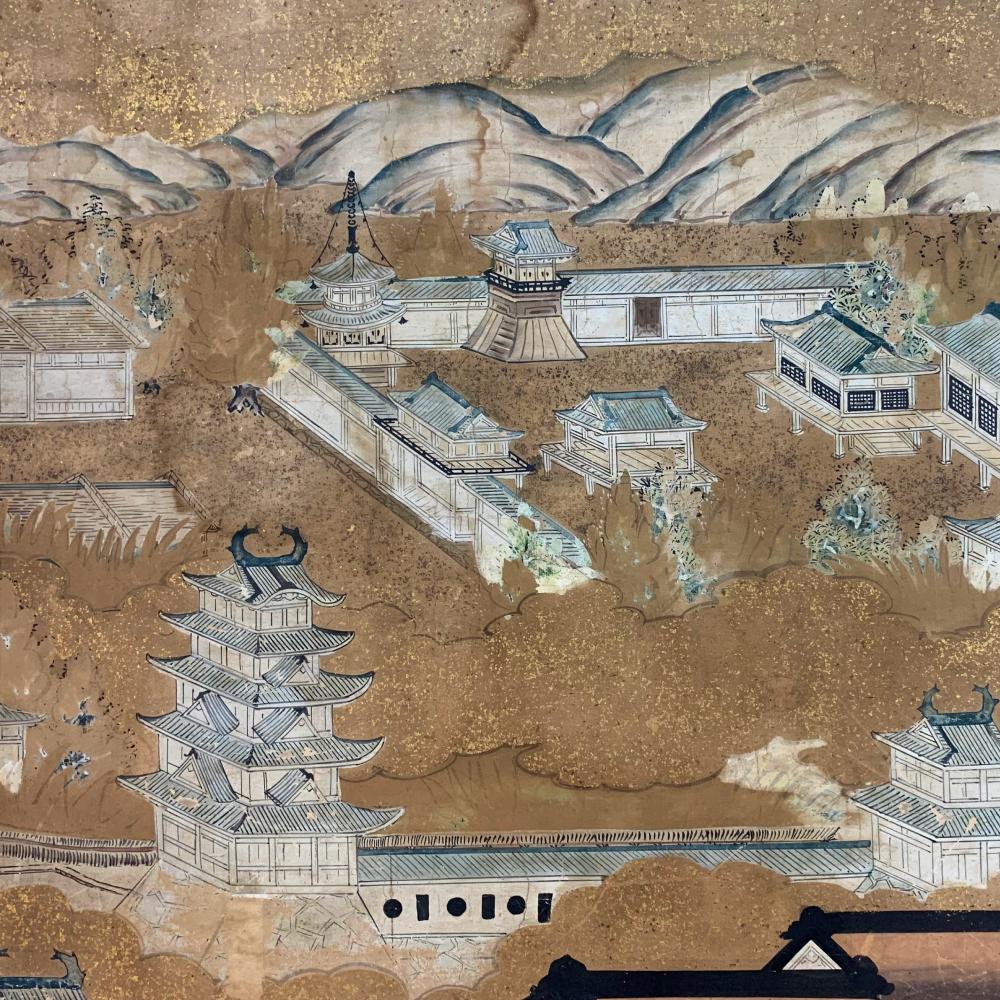 Silk Edo Period Kyoto Screen For Sale