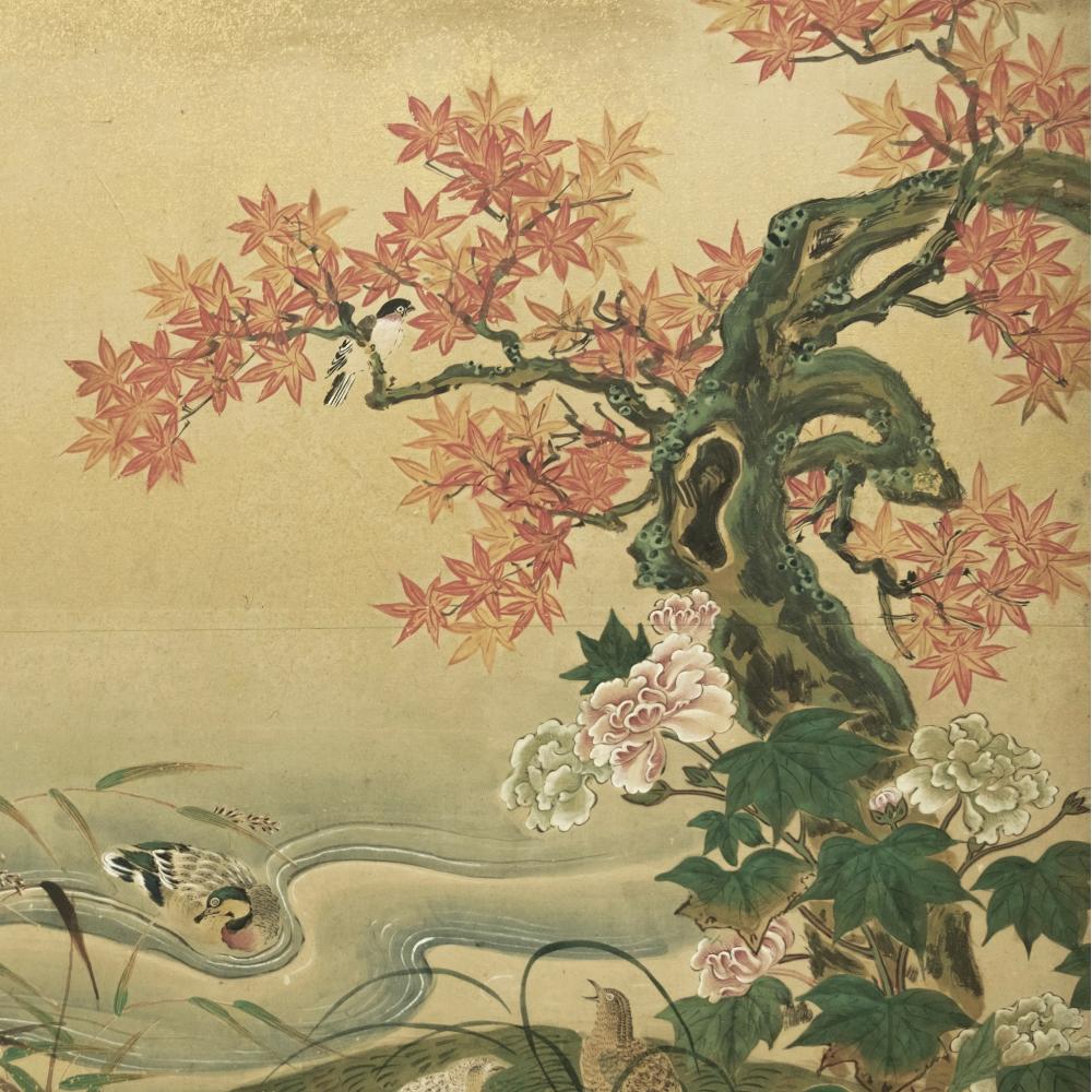 Japanese Edo Period Nature Screen by Kanō Tsunenobu (2/2) For Sale