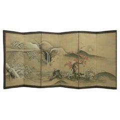 Écran de la période Edo sur la nature par Kanō Tsunenobu (2/2)