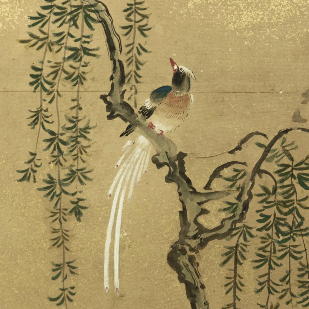 Edo-Periode Nature-Bildschirm von Kanō Tsunenobu (18. Jahrhundert und früher) im Angebot