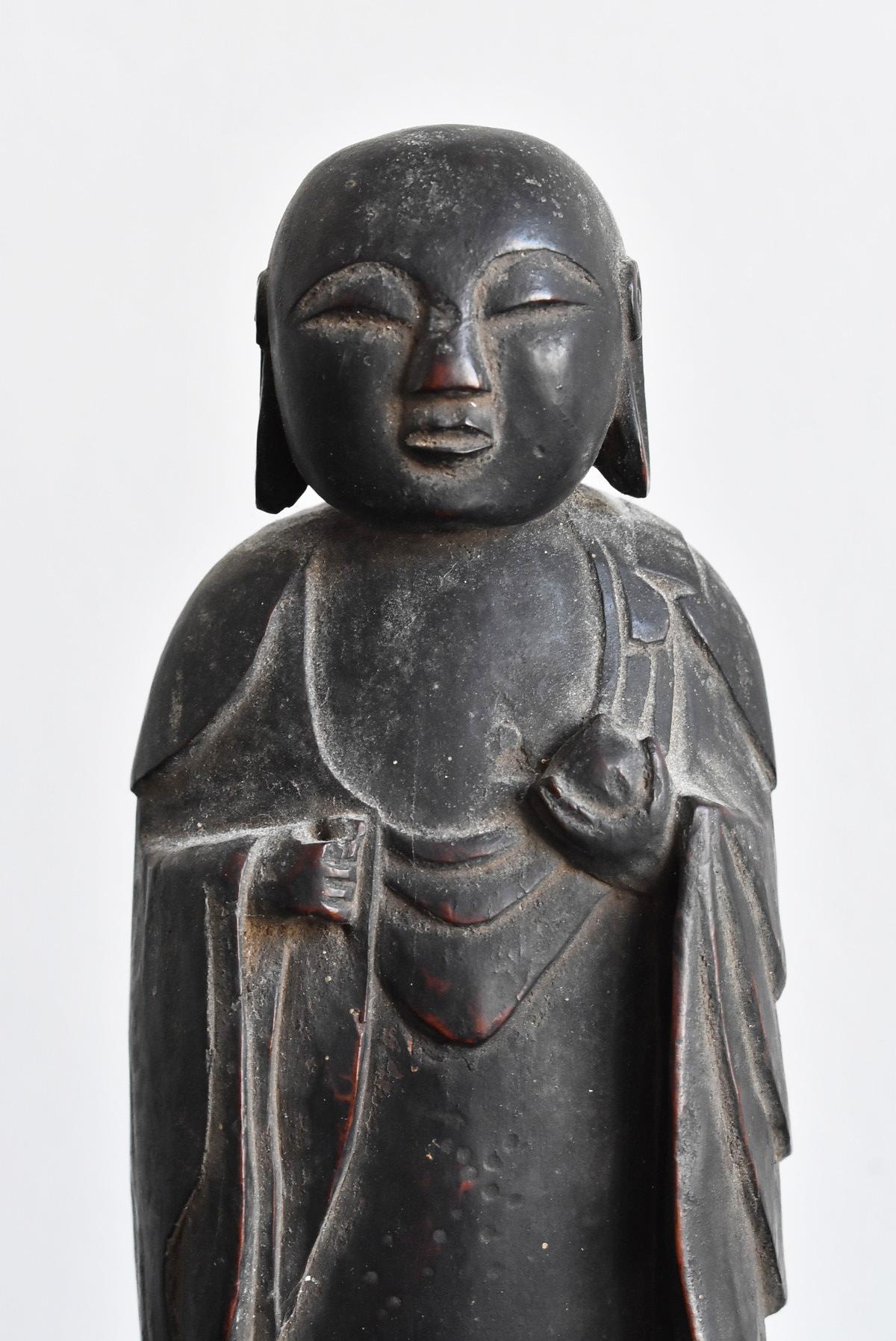 Edo Period Old Japanese Wood Carving Buddha/Jizo Bodhisattva, 18th-19th Century 1