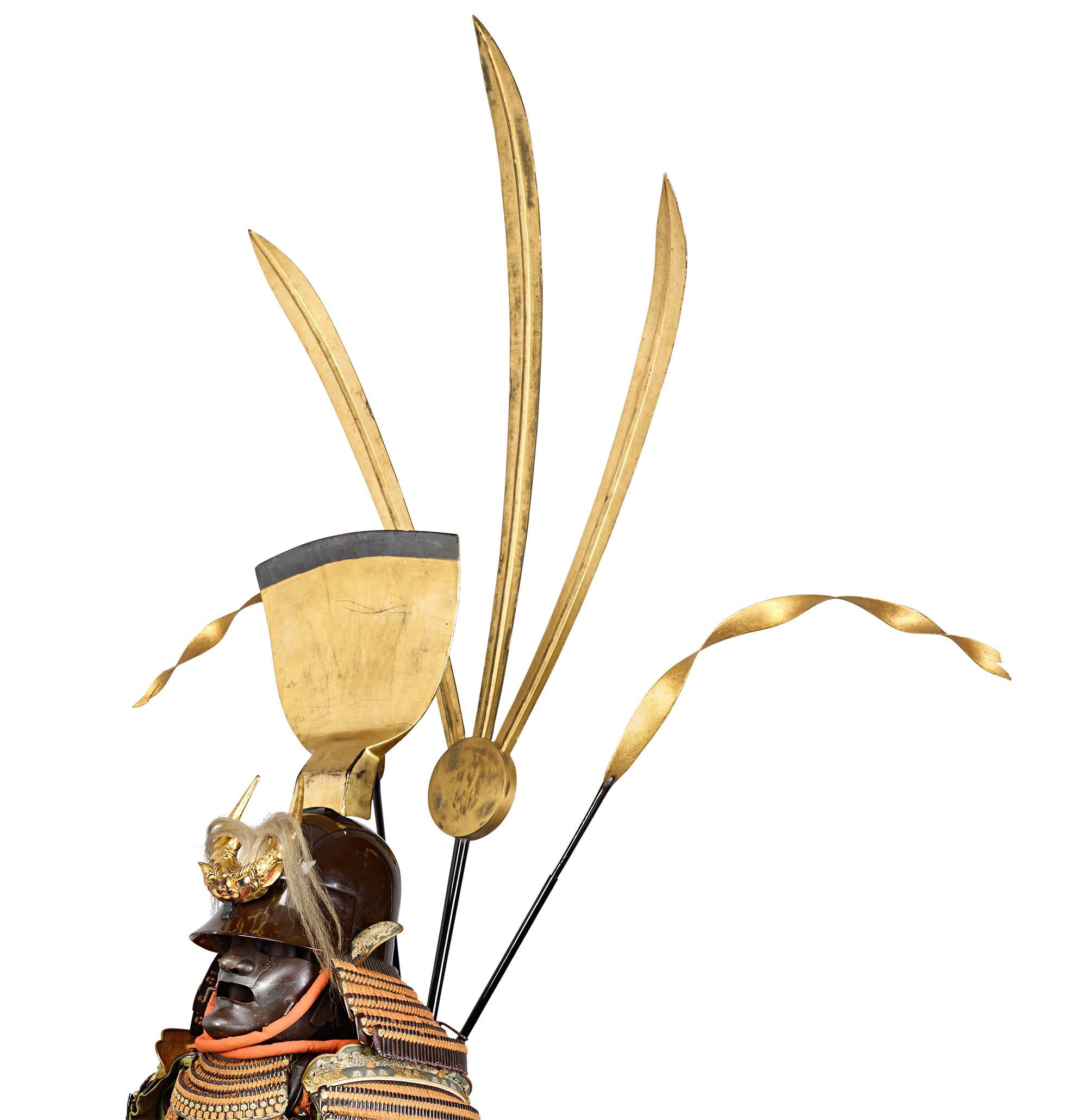 Lacquered Edo-period Orange-Laced Samurai Suit For Sale