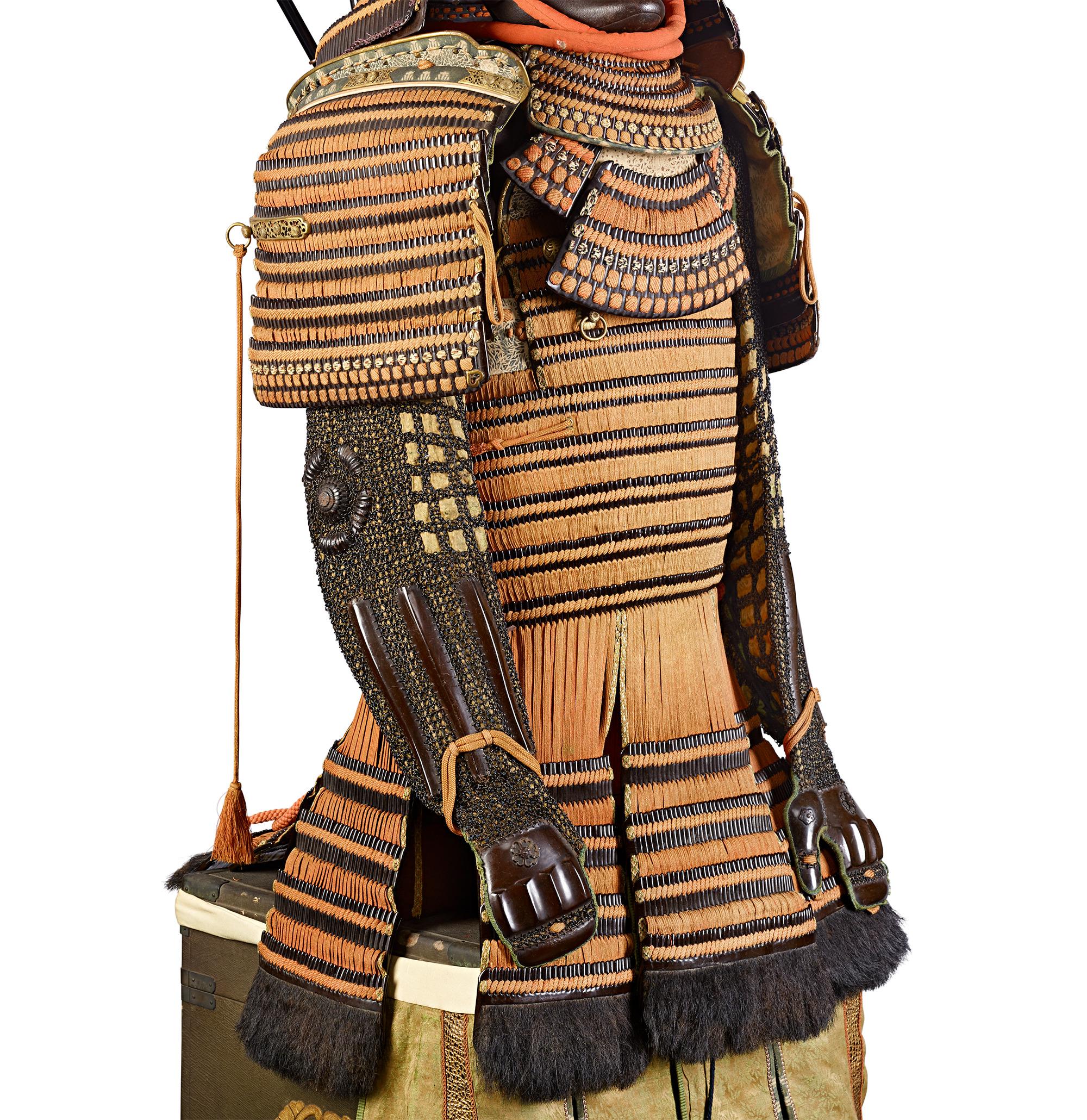 18th Century and Earlier Edo-period Orange-Laced Samurai Suit For Sale