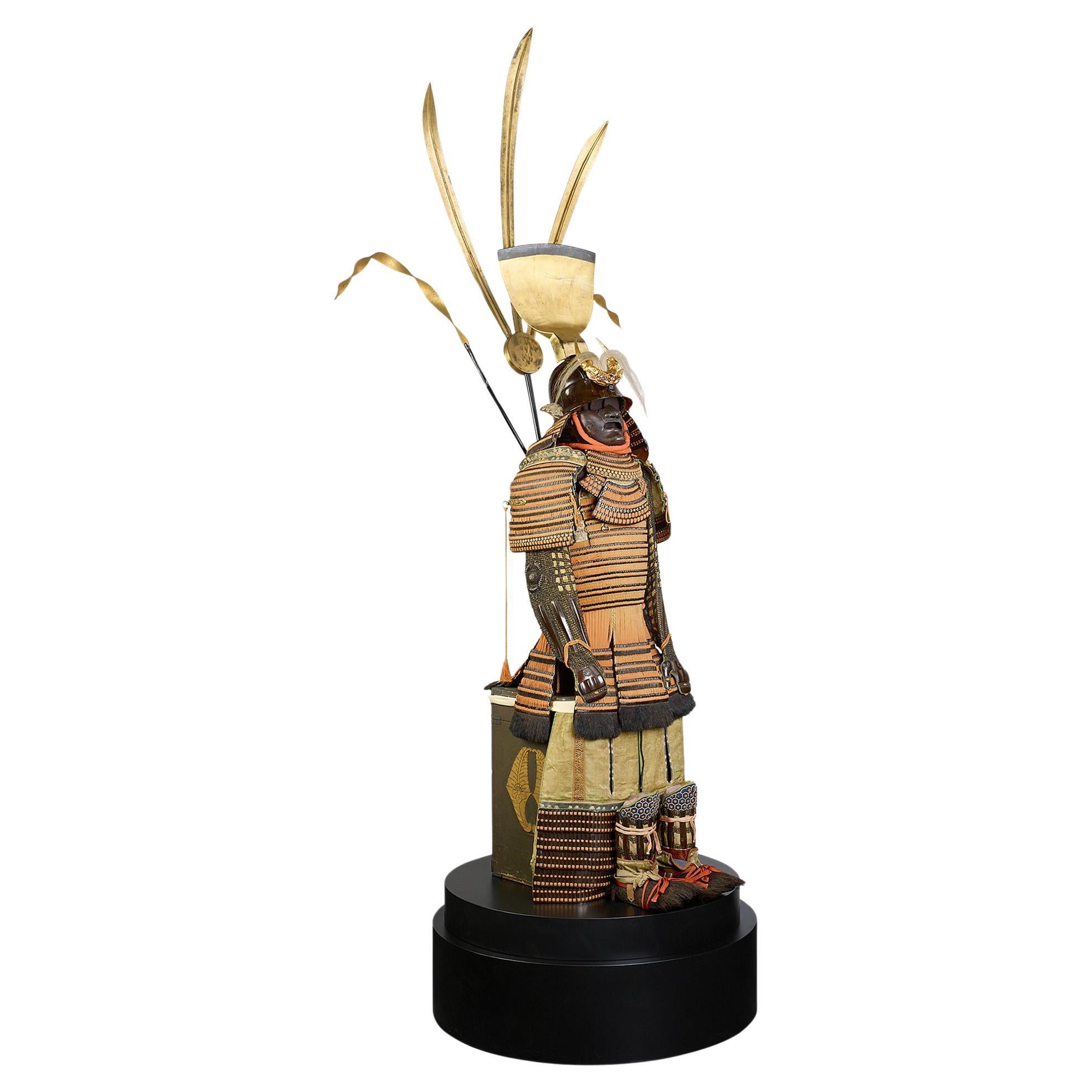 Edo-period Orange-Laced Samurai Suit For Sale