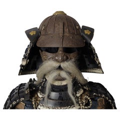 Antique Edo period samurai full set of armor (yoroi) with unique original helmet