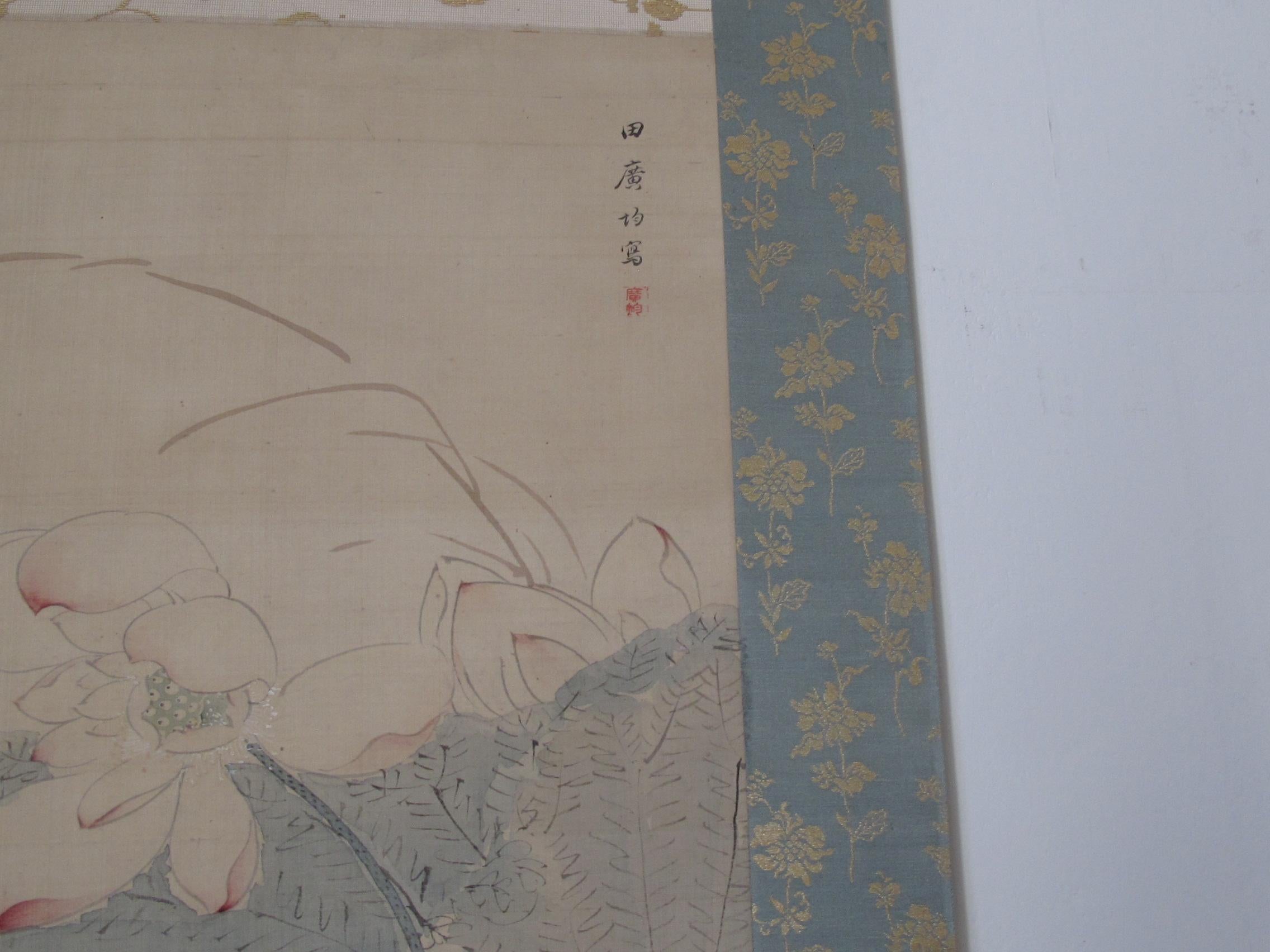 Painted Edo Period Scroll on Silk For Sale
