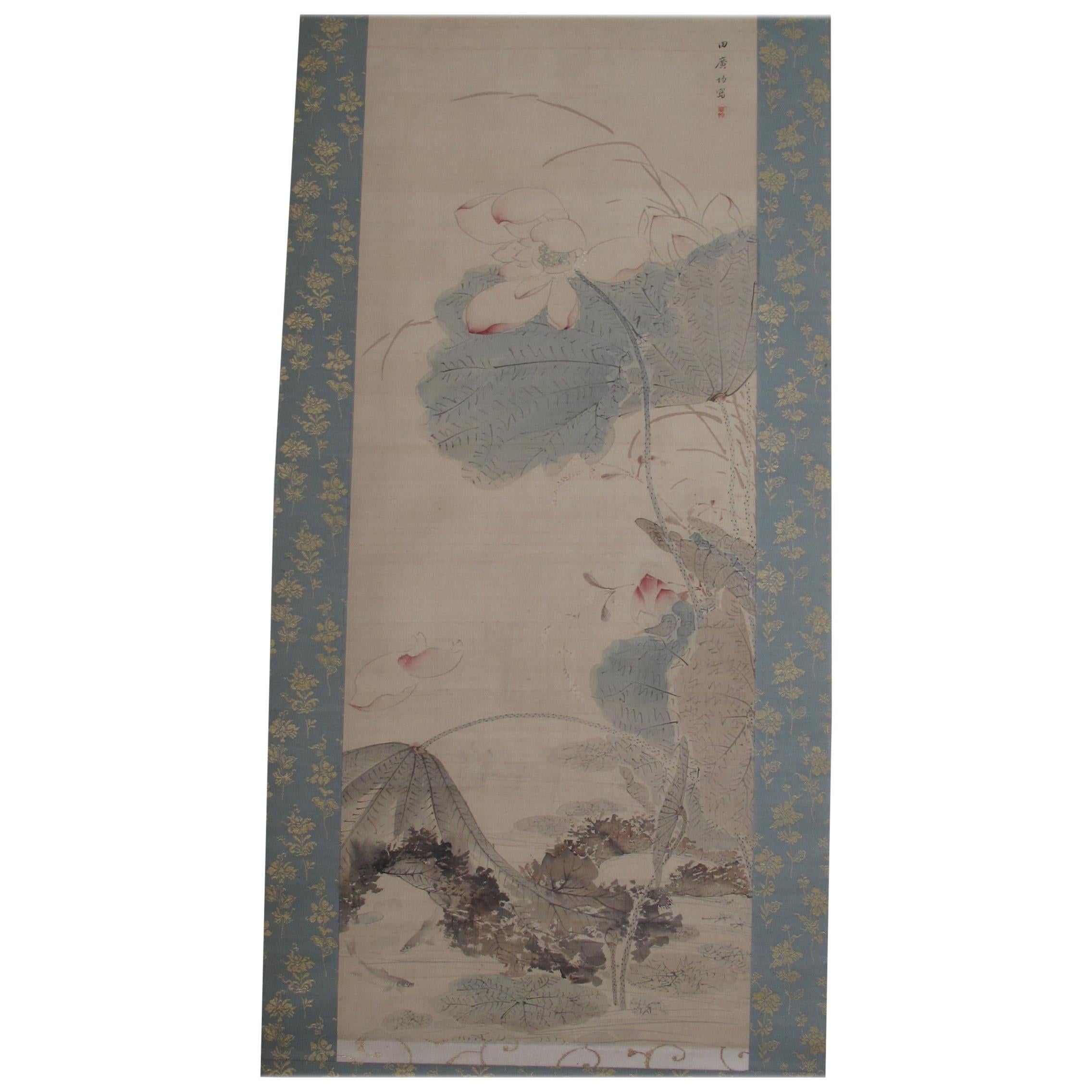 Edo Period Scroll on Silk For Sale