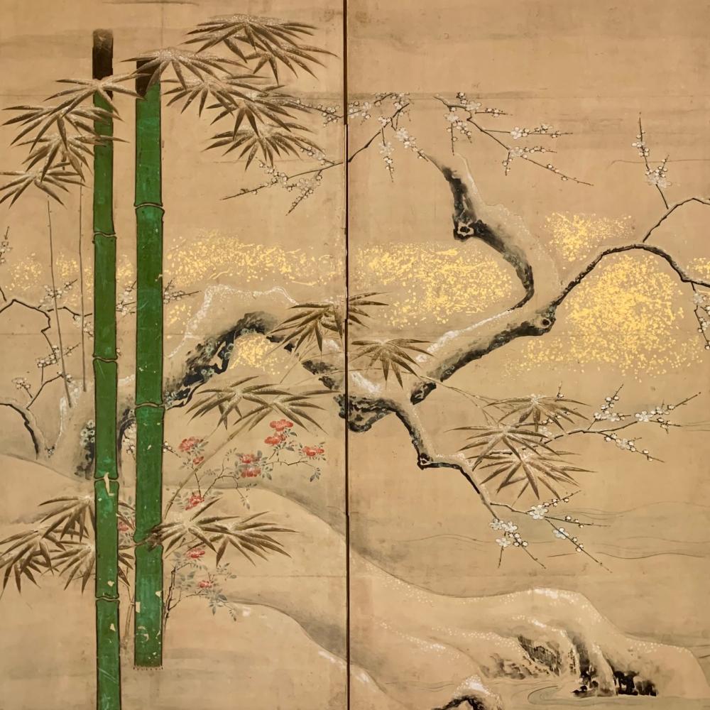 Schermo di transizione stagionale del periodo Edo In condizioni buone in vendita a Fukuoka, JP