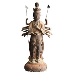 Edo period wooden carved Buddhist statue/11-faced Thousand-armed Kannon
